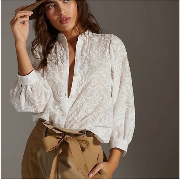 Pilcro Tops - NEW Anthropologie Pilcro Bella Embroidered Buttondown Shirt Size XL